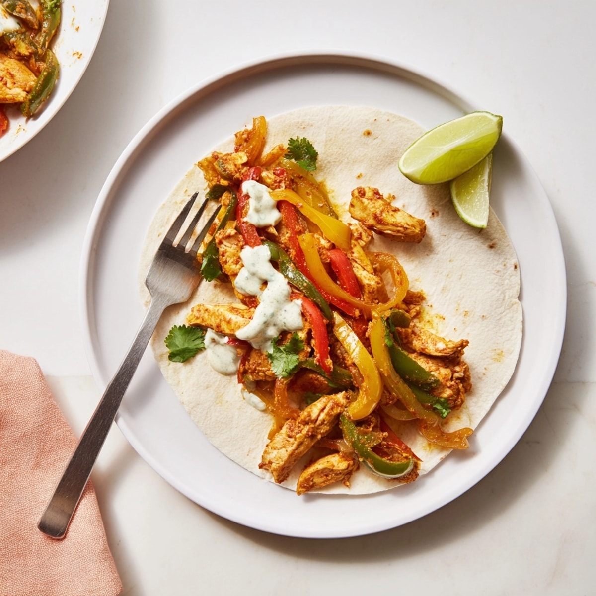 Homemade, easy Chicken Fajitas with Lime Crema—a delicious, flavorful weeknight dinner, ready in minutes.