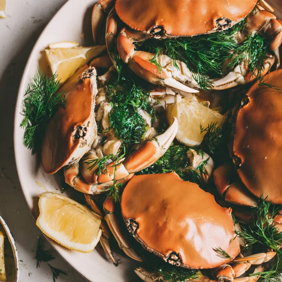 Juicy, pan-seared Harbor-Style Scallops topped with vibrant lemon-dill butter ready for a coastal dinner.