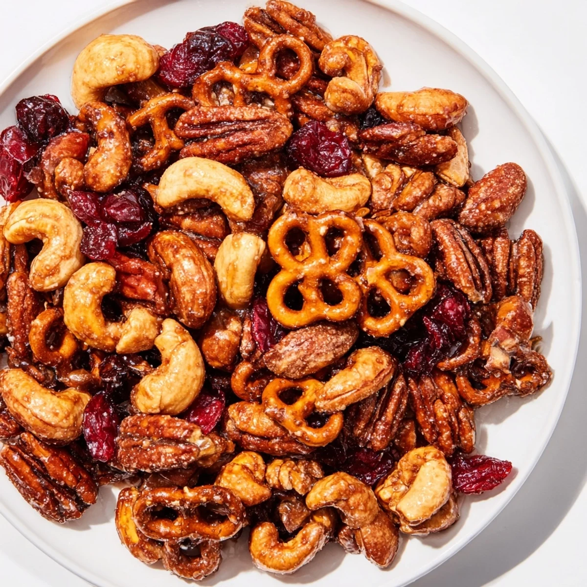 Crisp Sweet and Salty Holiday Nut Bowl; roasted nuts with a sweet, spiced glaze, ready to serve.