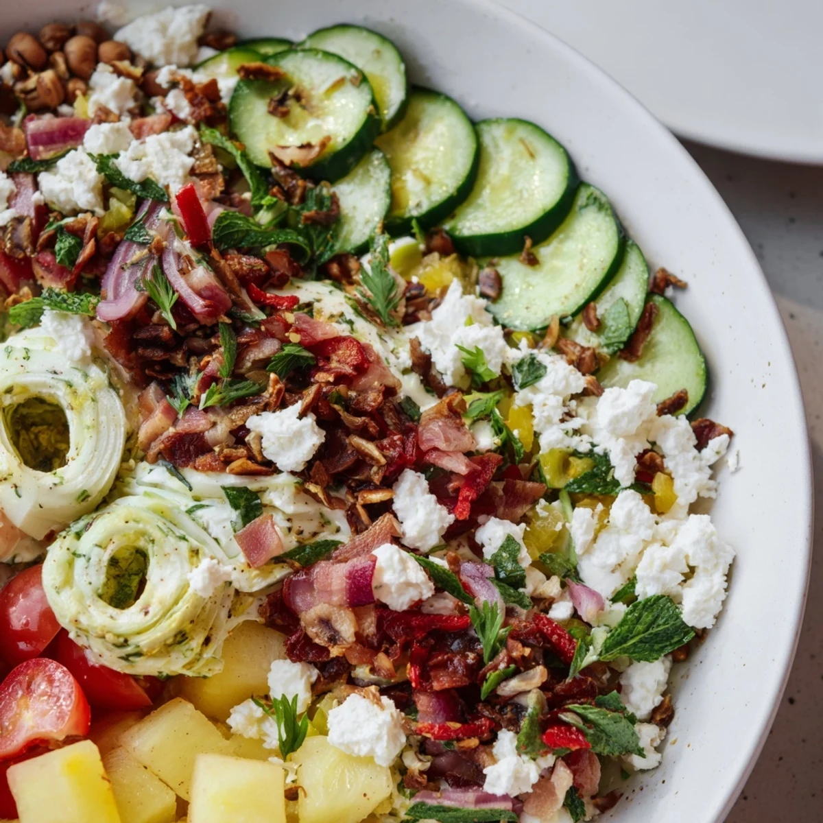 A colorful image: The Concentric Rings of Flavor appetizer featuring vibrant, fresh ingredients ready to eat.