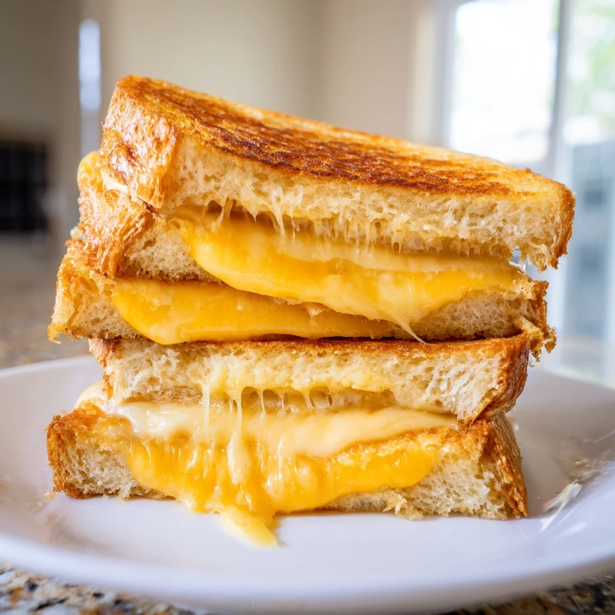 A sliced Mayo Grilled Cheese sandwich with crispy crust and gooey cheese, a delightful comfort food meal.
