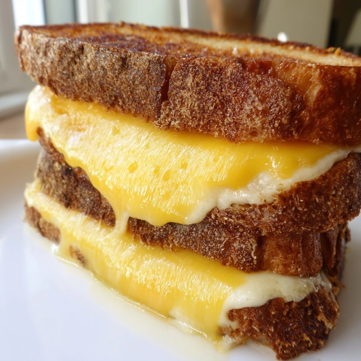Golden, bubbly Mayo Grilled Cheese with melted cheddar, ready to eat alongside a warm tomato soup.