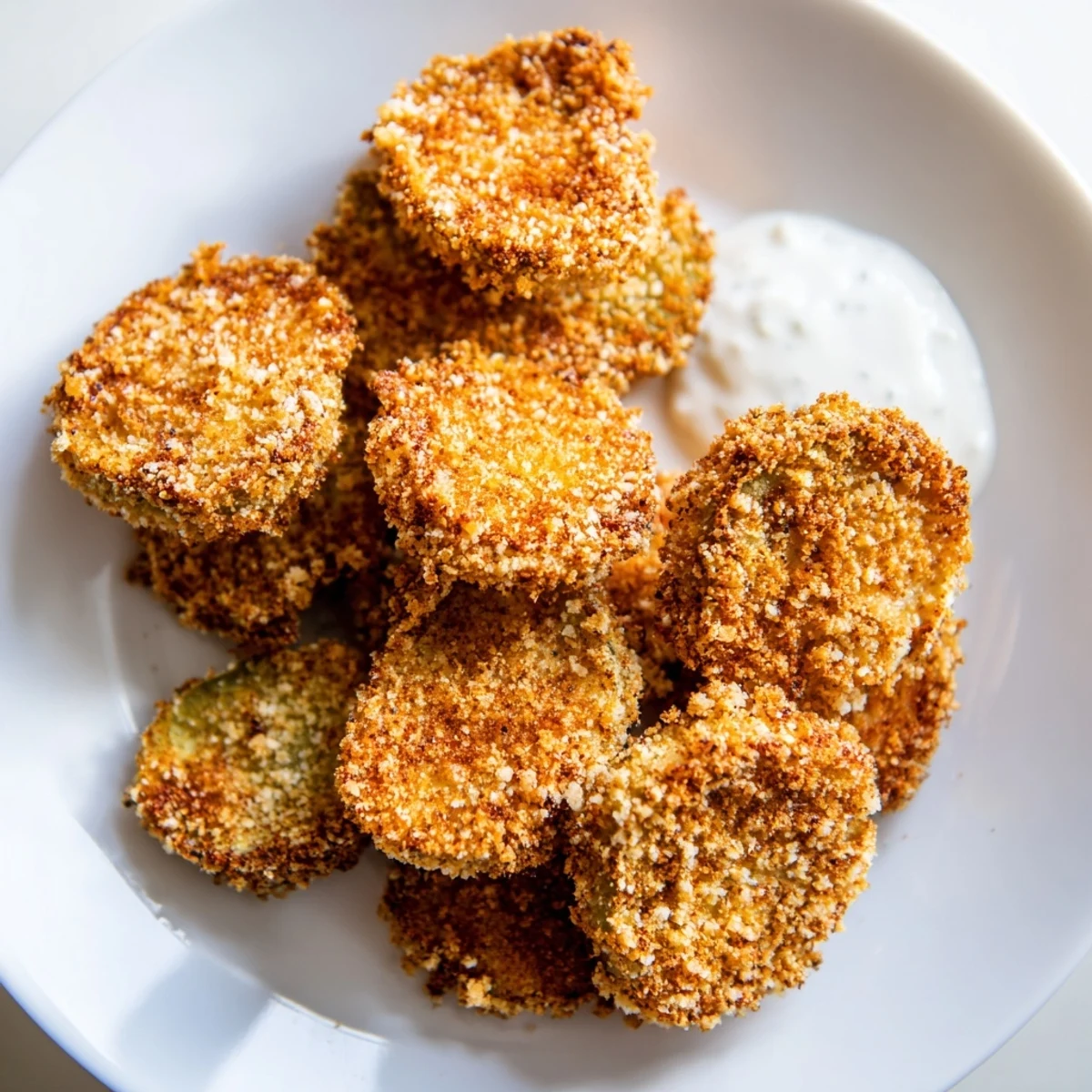 Enjoy the irresistible crunch of these air-fried Crispy Fried Pickles with a tangy dill flavor.