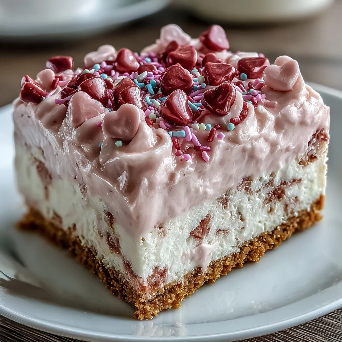 Candy Hearts Fake Cake topped with pastel hearts and rainbow sprinkles on a white plate.
