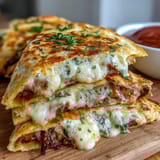 Crispy golden mini quesadilla triangles oozing melted cheddar and mozzarella, served with zesty fresh tomato salsa for a fun lunch.