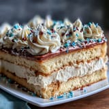 Moist vanilla sheet cake decorated with Class of 2026 piping, colorful buttercream, and edible glitter for a perfect graduation party centerpiece.  