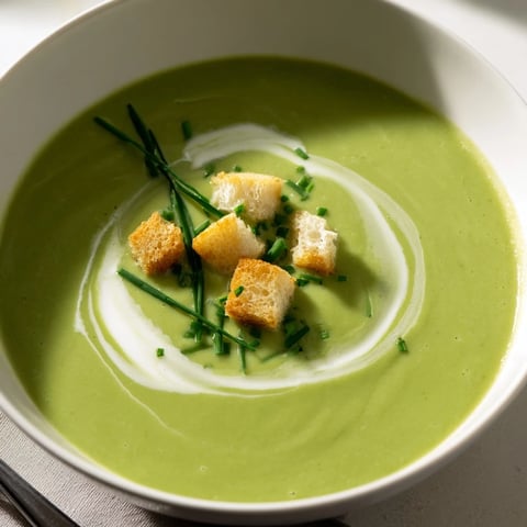 Velvety Creamy Broccoli Soup with a rich cream swirl, served steaming hot in a rustic bowl.