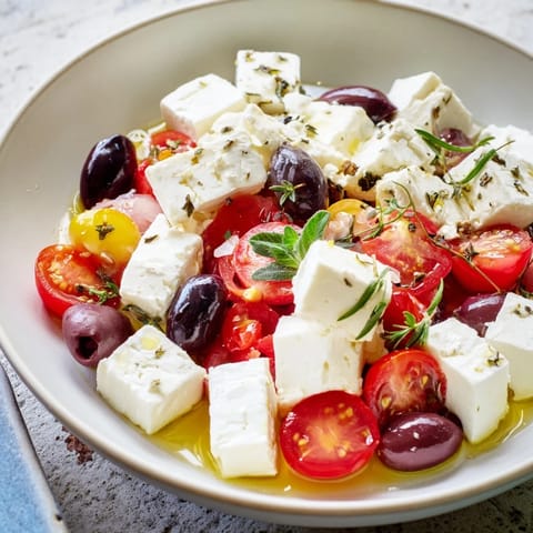 A close-up of a Black Olive and Sun-Dried Tomato Platter, featuring feta and red peppers, ready for your party.