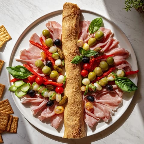 This Fractal Tree Branching Bread Platter displays colorful tomatoes and cheeses ready to enjoy.