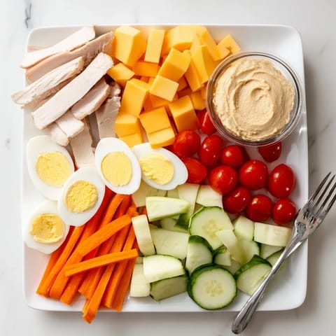 Easy-to-assemble protein snack boxes: enjoy turkey, cheese, veggie, and fruit-filled deliciousness.