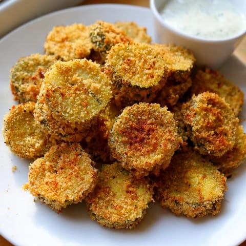 These crunchy Crispy Fried Pickles, coated in seasoned breading, are a guaranteed crowd-pleaser appetizer.