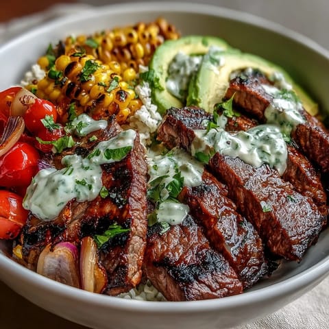Steak Avocado Roasted Corn Bowl