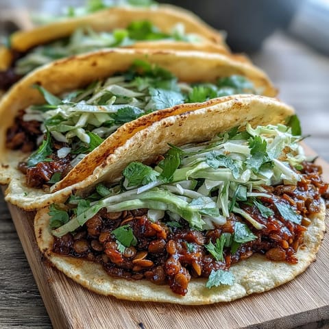 Soft tortillas are loaded with tender BBQ lentils and crunchy purple cabbage slaw.
