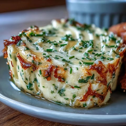 1. Creamy salted honey butter with fresh thyme and chives, perfect for spreading on warm bread or cornbread.  