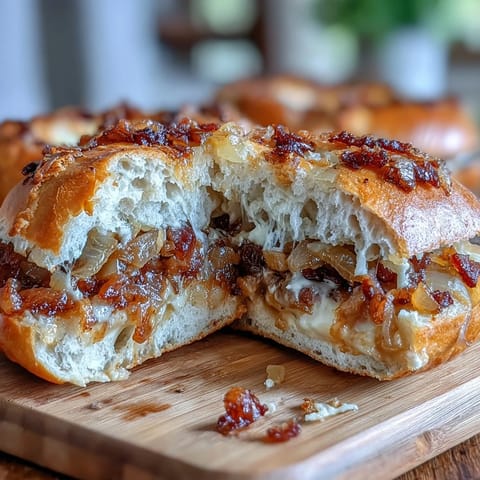 Chewy sourdough bagels topped with sweet, golden sautéed onions for a flavorful breakfast or sandwich.  