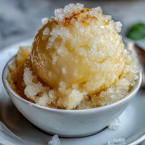 Vibrant limoncello sorbet in chilled glasses, garnished with fresh mint leaves and lemon zest, perfect for summer gatherings.