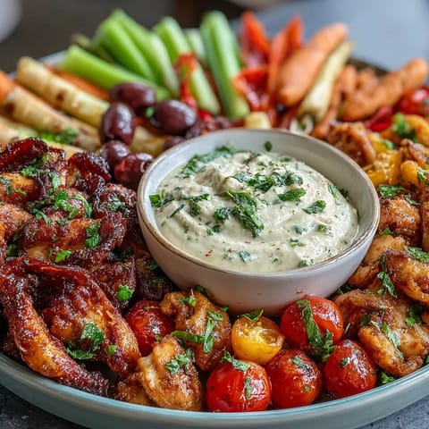 Colorful Chicken Run Veggie Tray with Ranch Hummus Dip, featuring fresh carrots, bell peppers, and cucumbers arranged in playful chicken shapes for a fun snack platter.