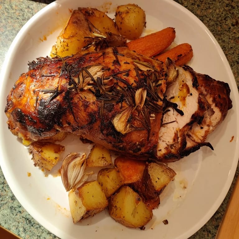 Imagine the amazing aroma! Juicy Roast Chicken with Rosemary and Garlic, beautifully cooked with crispy skin.