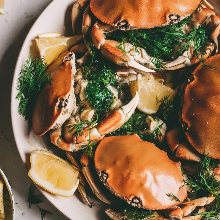 Juicy, pan-seared Harbor-Style Scallops topped with vibrant lemon-dill butter ready for a coastal dinner.