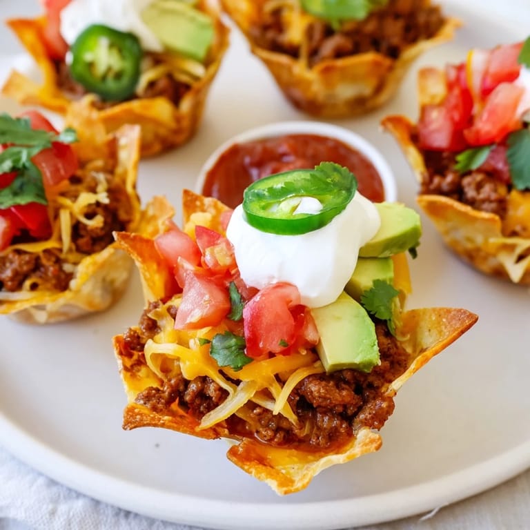 Fresh salsa and creamy avocado top off these delicious, easy-to-make mini taco cups.