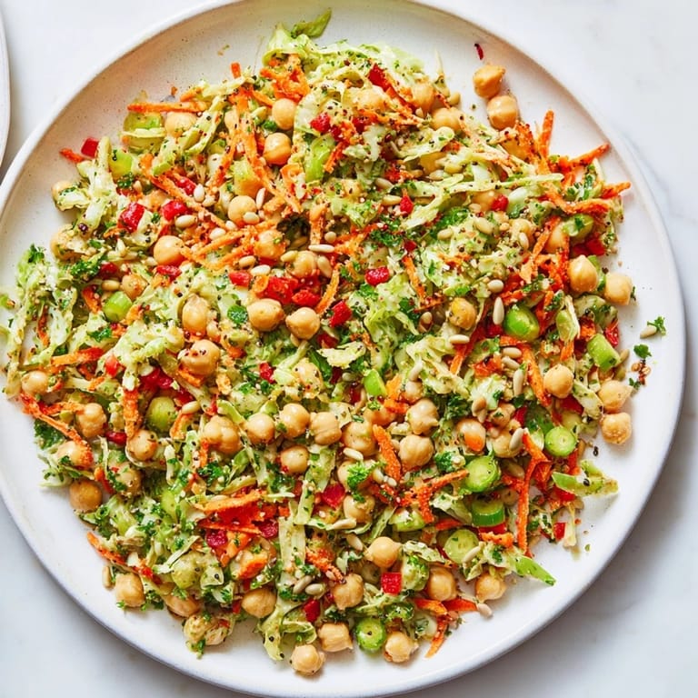 This healthy fiber-forward chickpea salad showcases a delicious Mediterranean-inspired lunch or side dish.