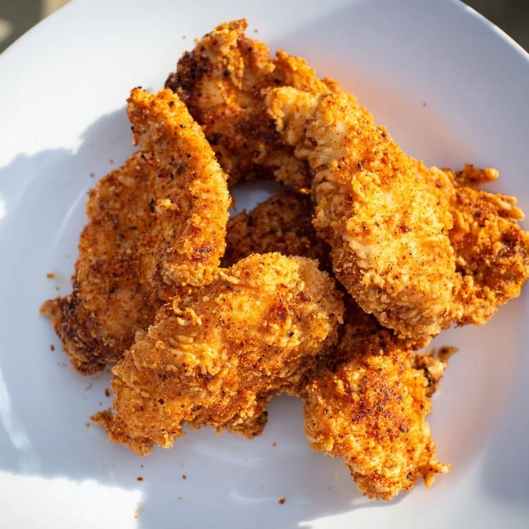 A plate of hot, juicy buttermilk fried chicken tenders, ready for a delicious American meal.