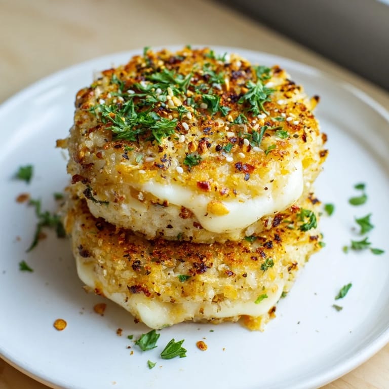 Easy vegetarian Crispy Rice Cake Cheese Stacks recipe, crunchy rice cakes layered with melty cheese and spices ready to serve.