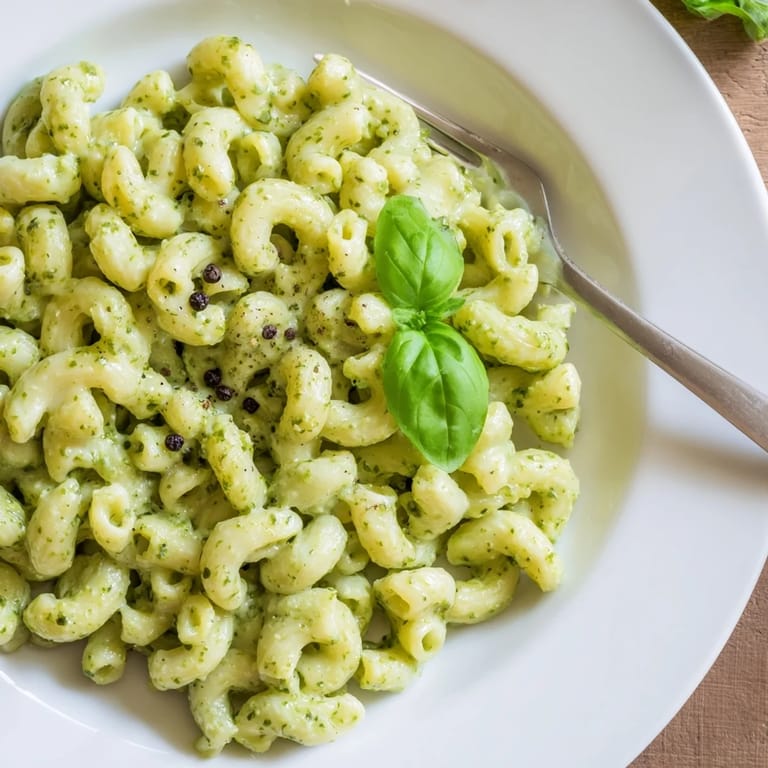 Serve this creamy avocado pesto mac warm with a sprinkle of cracked black pepper.