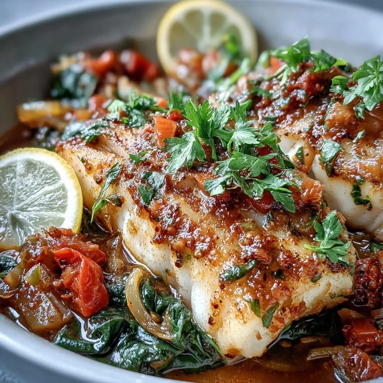 Hearty Spiced Cod One Pot served over steamed rice with crusty bread on the side for a satisfying dinner.