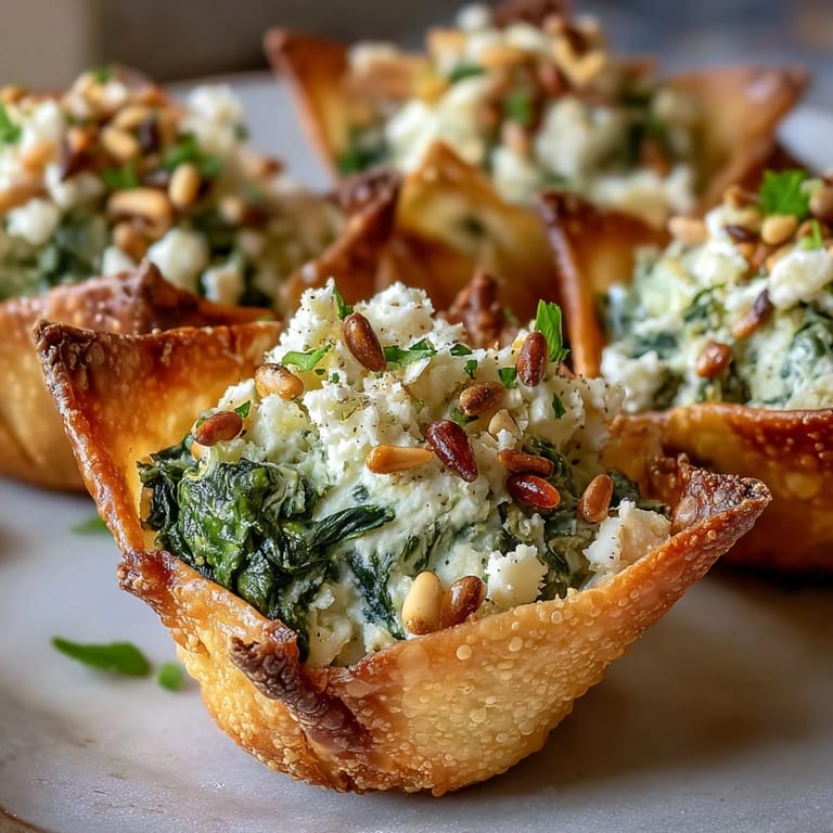 Freshly baked Mediterranean spinach and feta crisps in mini muffin tins with aromatic oregano and dill.