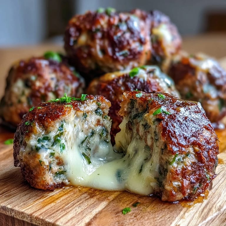 Homemade spinach garlic meatballs plated with zucchini noodles and a sprinkle of Parmesan for a low-carb meal.