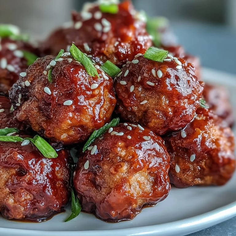 A platter of golden-brown Spicy Chili Honey Turkey Meatballs, perfect for a family-style main dish dinner.