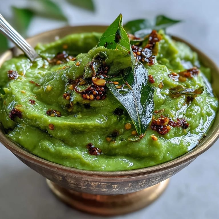 Creamy guava chutney blended with coconut and green chilies, topped with aromatic tempering and fresh coriander.