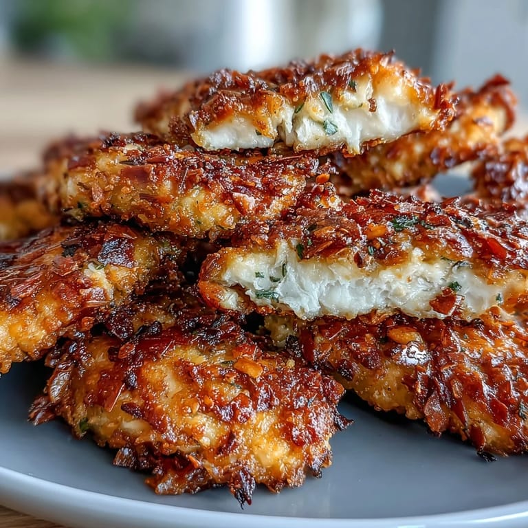 Crispy Parmesan crusted chicken tenders paired with creamy ranch slaw, a satisfying keto-friendly main dish with bold flavors.