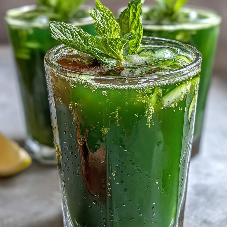 Invigorating detox juice featuring crisp cucumber, sweet apple, and zesty ginger for a healthy morning boost.