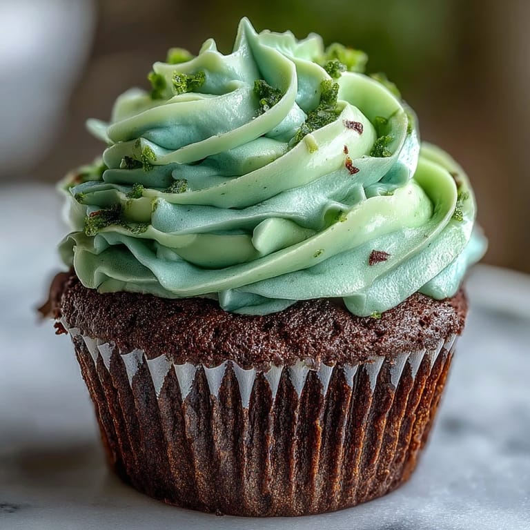 Vibrant green velvet cupcakes topped with smooth cream cheese frosting, ideal for adding a pop of color to your St. Patricks Day table.