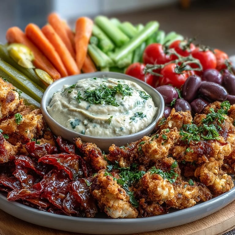 Creamy ranch hummus dip surrounded by vibrant veggie sticks in a Chicken Run Veggie Tray, perfect for kids and adults alike as a healthy, gluten-free appetizer.