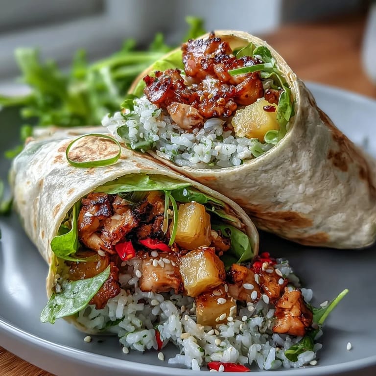 Colorful Pineapple Chicken and Rice Lettuce Wraps featuring tender chicken, vibrant bell peppers, and fresh pineapple wrapped in crunchy lettuce leaves.