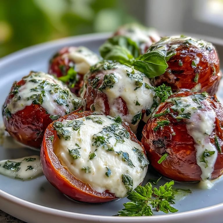 Colorful Caprese skewers feature juicy tomatoes, creamy mozzarella, and fresh basil, finished with a zesty pesto drizzle that enhances every bite.