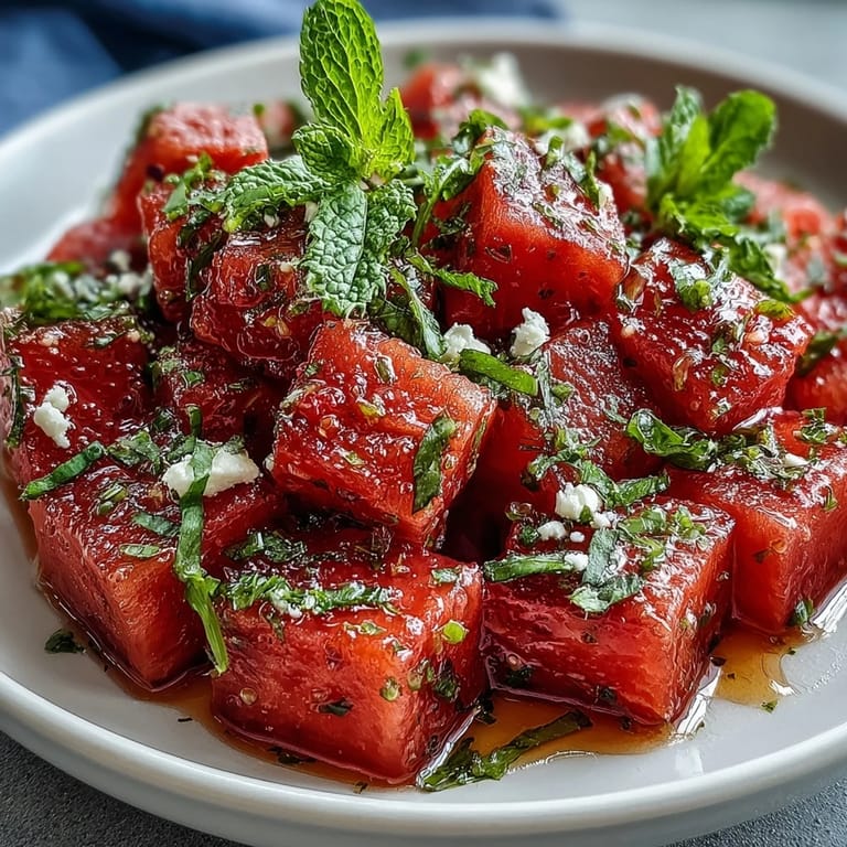 Chili Lime Watermelon Salad with Mint, bursting with fresh lime juice and sweet fruit flavors.